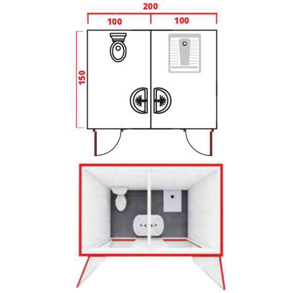ANKA 645 İkili Konteyner Tuvalet Kabin