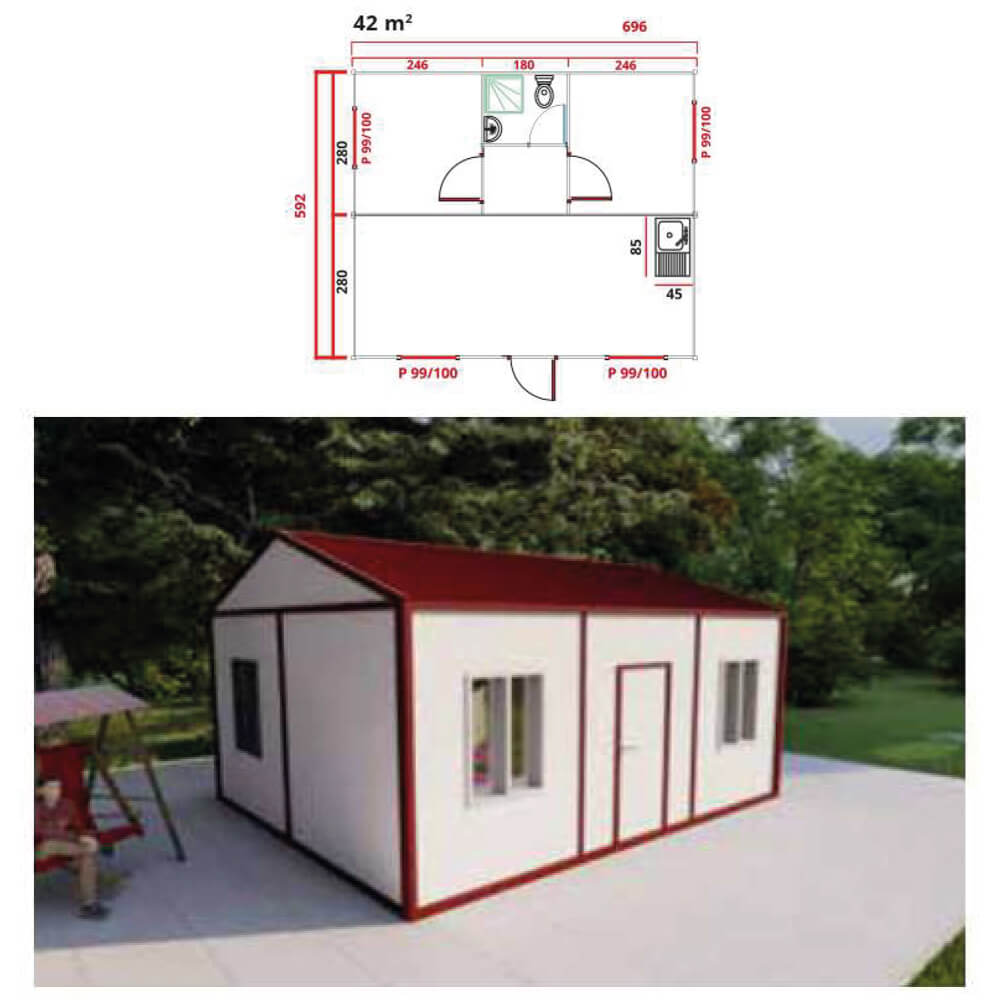ANKA 701 2+1 Duşlu, WC'li Konteyner Ev
