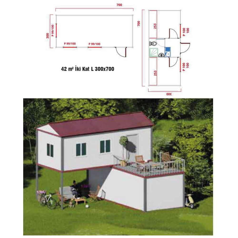 ANKA 707 42m2 İki Katlı Konteyner Ev